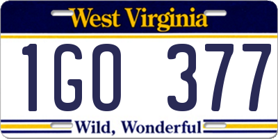 WV license plate 1GO377