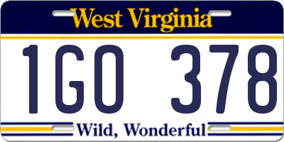 WV license plate 1GO378