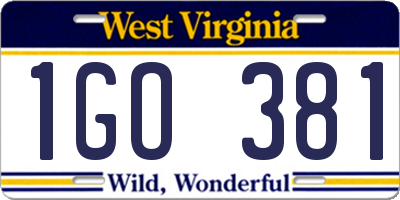 WV license plate 1GO381