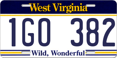 WV license plate 1GO382