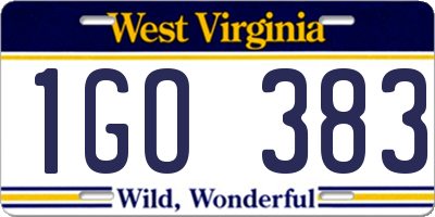 WV license plate 1GO383