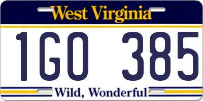 WV license plate 1GO385