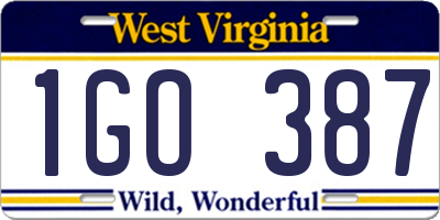 WV license plate 1GO387