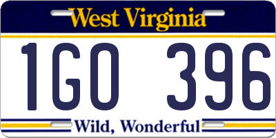 WV license plate 1GO396