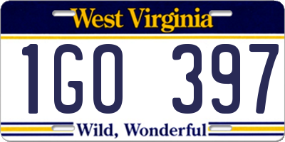 WV license plate 1GO397