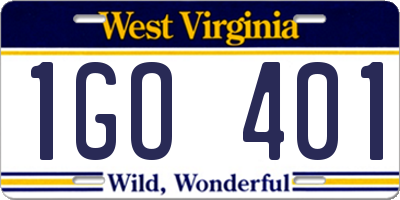 WV license plate 1GO401