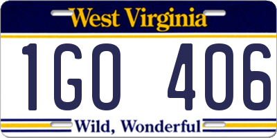 WV license plate 1GO406