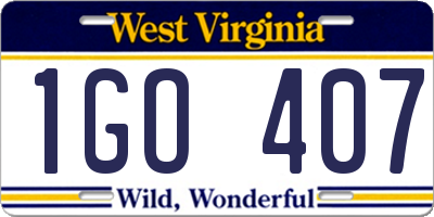 WV license plate 1GO407