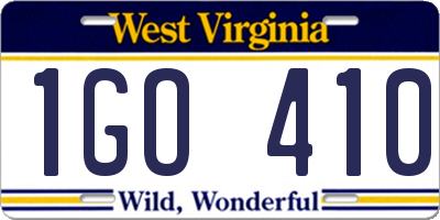 WV license plate 1GO410