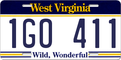WV license plate 1GO411