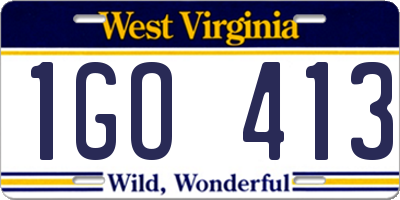 WV license plate 1GO413