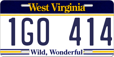 WV license plate 1GO414