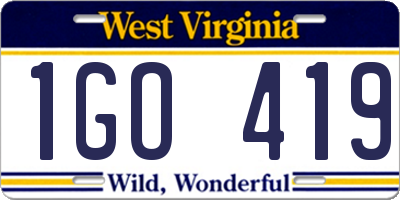 WV license plate 1GO419
