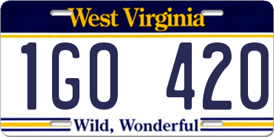 WV license plate 1GO420