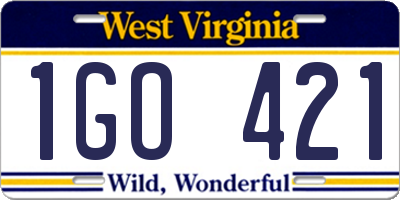WV license plate 1GO421