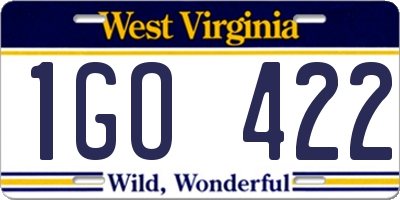 WV license plate 1GO422