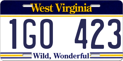 WV license plate 1GO423