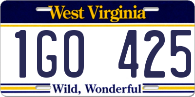 WV license plate 1GO425