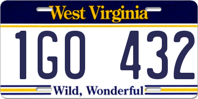 WV license plate 1GO432