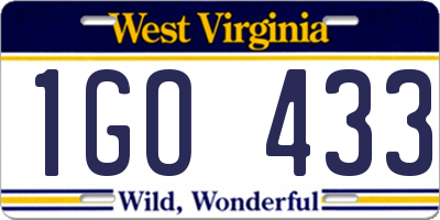 WV license plate 1GO433