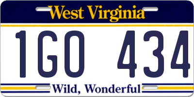 WV license plate 1GO434