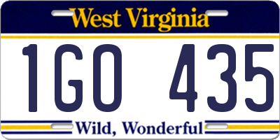 WV license plate 1GO435