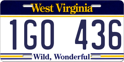 WV license plate 1GO436