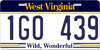 WV license plate 1GO439