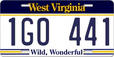 WV license plate 1GO441