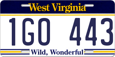 WV license plate 1GO443