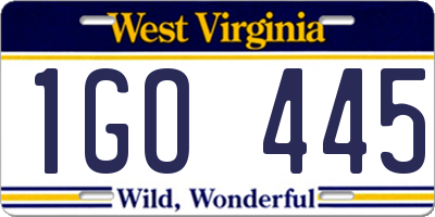 WV license plate 1GO445
