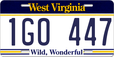 WV license plate 1GO447