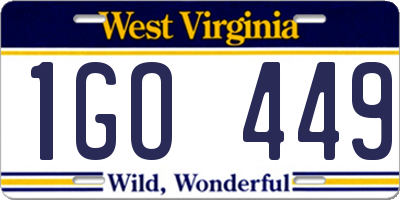 WV license plate 1GO449