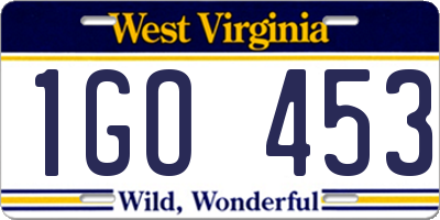 WV license plate 1GO453