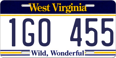 WV license plate 1GO455