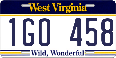 WV license plate 1GO458