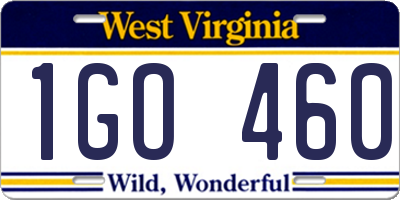 WV license plate 1GO460
