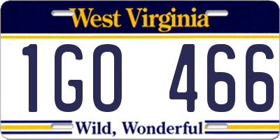 WV license plate 1GO466