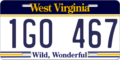 WV license plate 1GO467