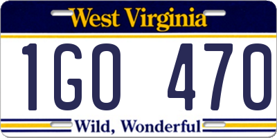 WV license plate 1GO470