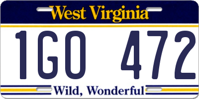 WV license plate 1GO472