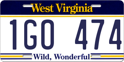 WV license plate 1GO474