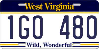WV license plate 1GO480