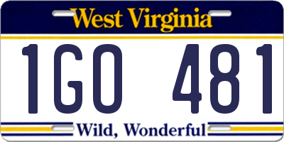 WV license plate 1GO481