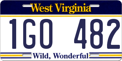 WV license plate 1GO482