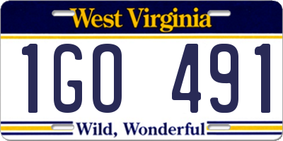 WV license plate 1GO491