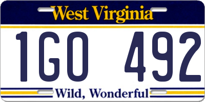 WV license plate 1GO492