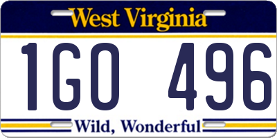 WV license plate 1GO496