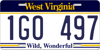 WV license plate 1GO497