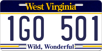 WV license plate 1GO501
